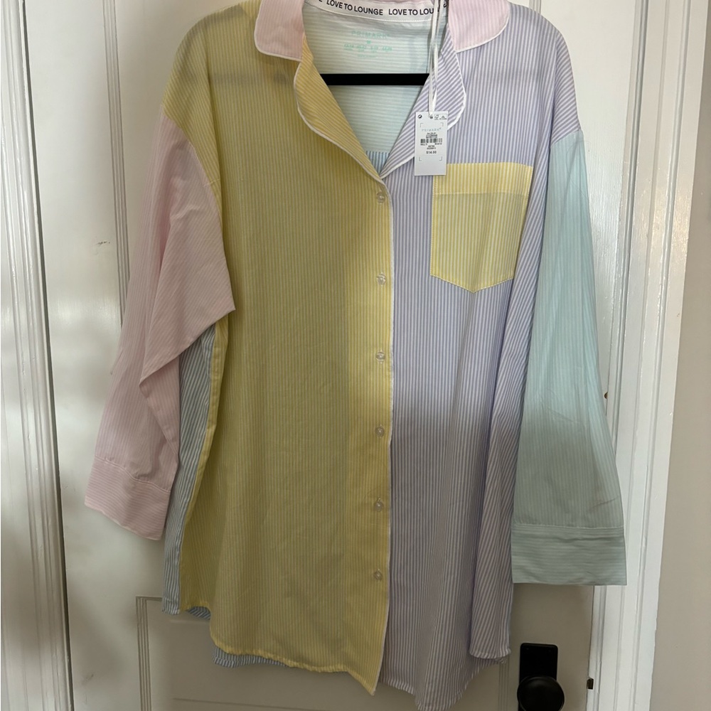 Primark Pastel Colorblock Button-Down Shirt - Yellow, Pink, Lavender, Mint